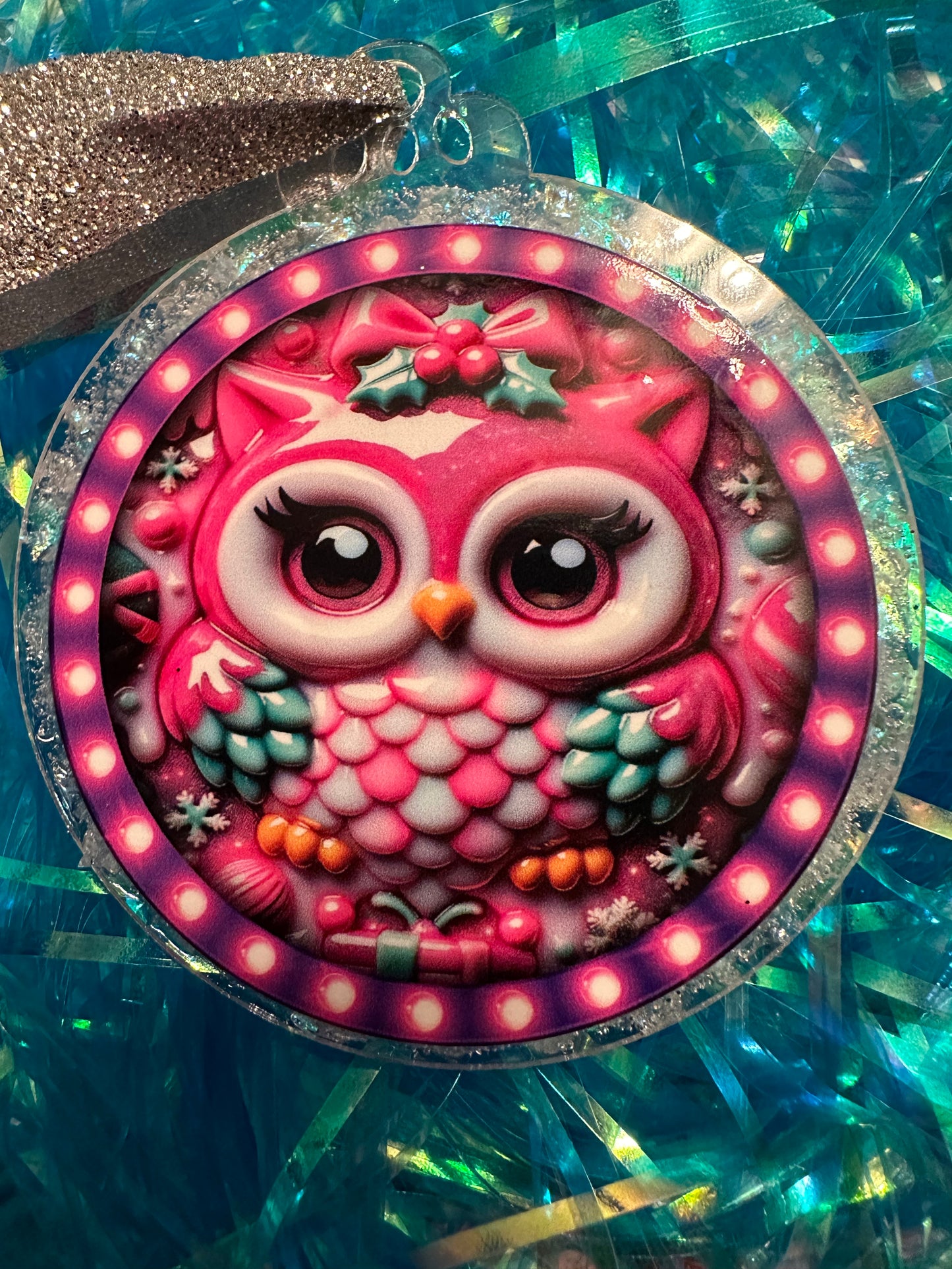 Pink owl ornament