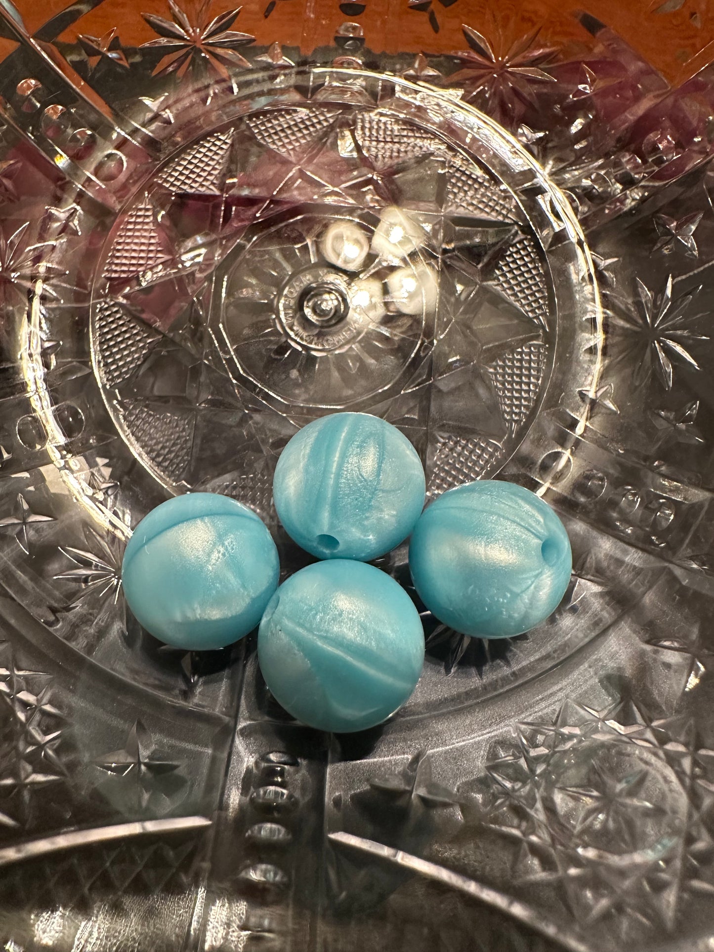 Light Blue Pearl 15mm silicone beads 10 pack