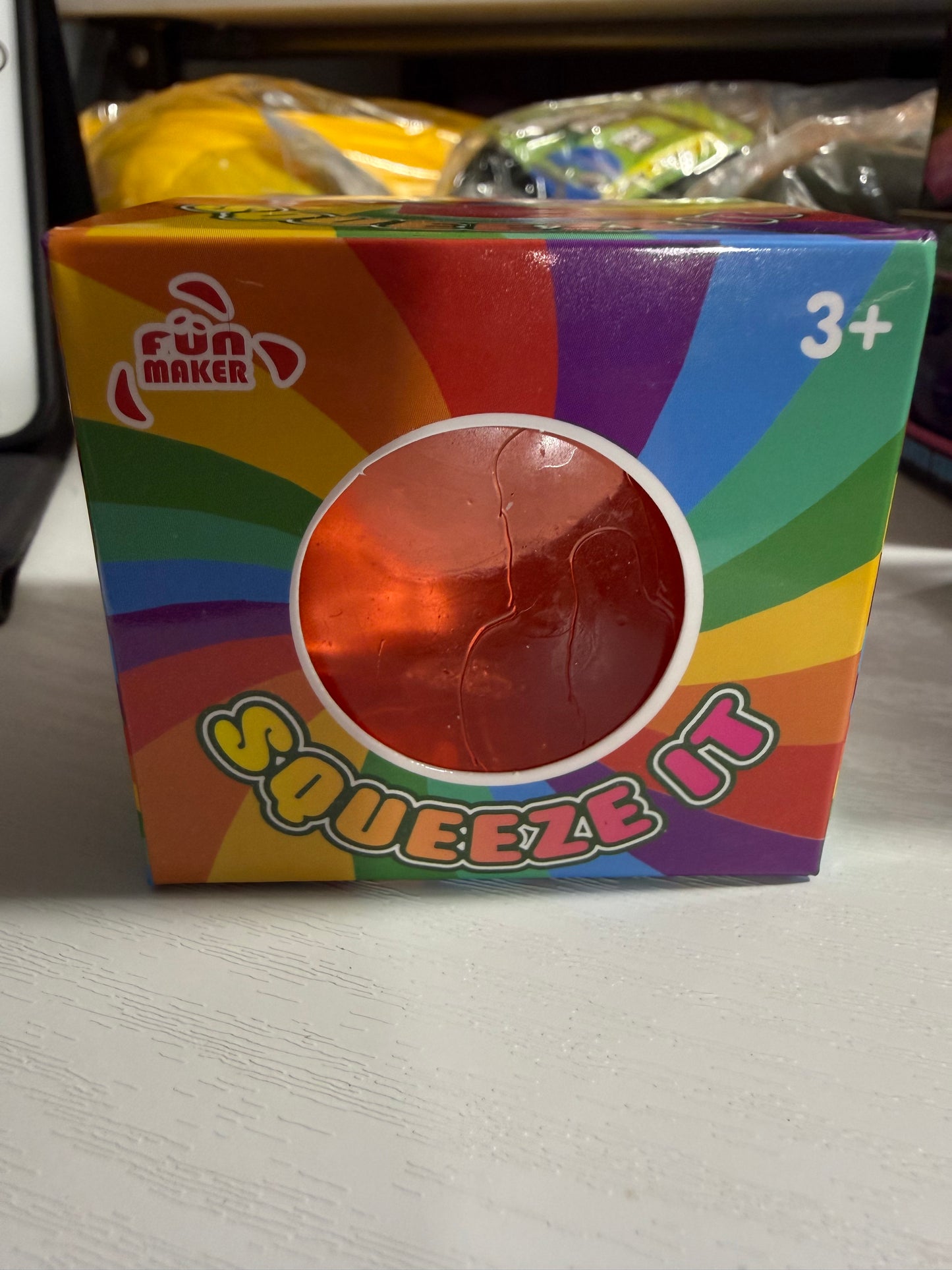 Red cube squeeze it