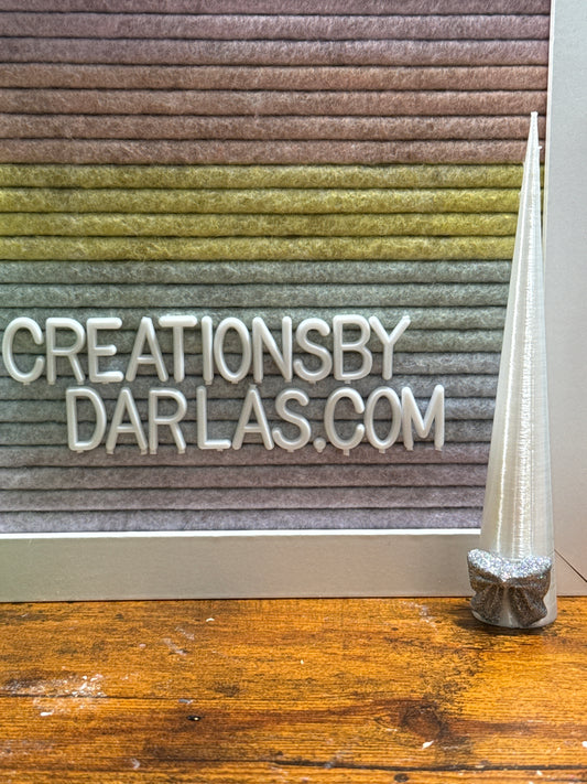 Silver glitter bow cone 5.5”