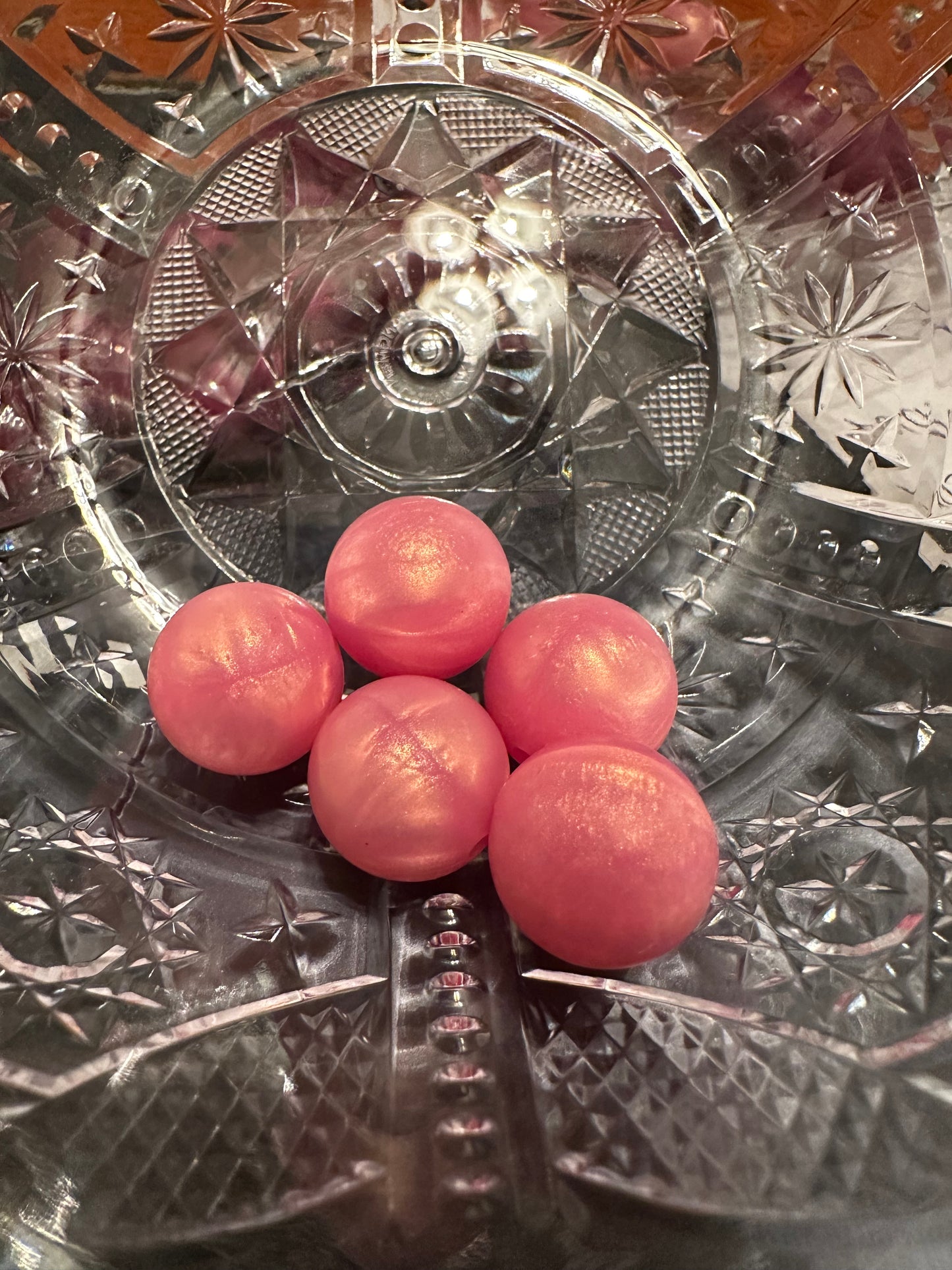 Pink pearl 15mm silicone beads 10 pack