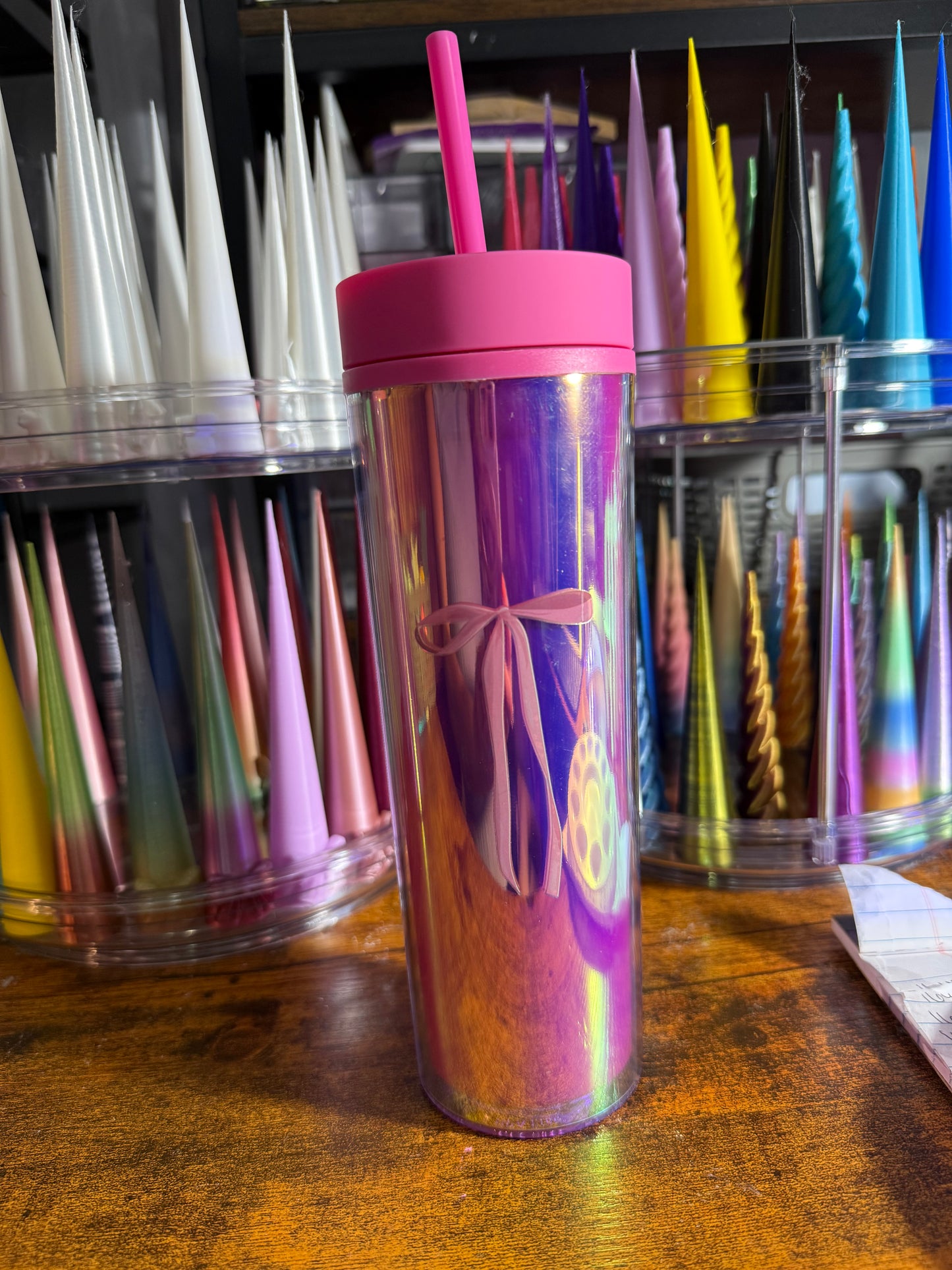Pink or blue bow tumbler